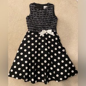 Rare Editions Black & White Polka Dot girls dress size 12